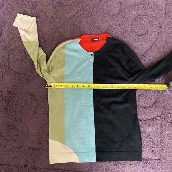 Akris Summer Intarsia Button multicolor cashmere & silk Cardigan - Picture 13 of 14